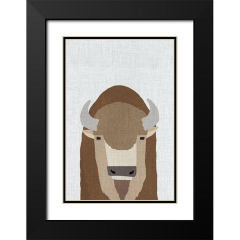 Buffalo Black Modern Wood Framed Art Print with Double Matting by Annie Bailey Art
