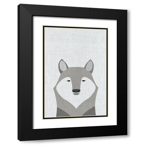 Gray Wolf Black Modern Wood Framed Art Print with Double Matting by Annie Bailey Art