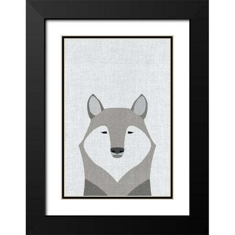 Gray Wolf Black Modern Wood Framed Art Print with Double Matting by Annie Bailey Art