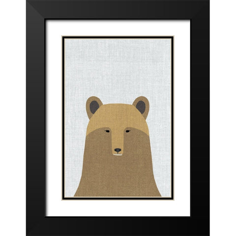 Grizzly Bear Black Modern Wood Framed Art Print with Double Matting by Annie Bailey Art