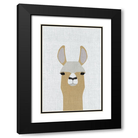 Llama Black Modern Wood Framed Art Print with Double Matting by Annie Bailey Art