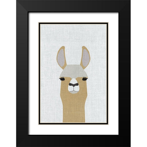 Llama Black Modern Wood Framed Art Print with Double Matting by Annie Bailey Art