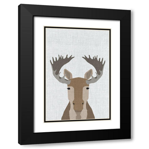 Moose Black Modern Wood Framed Art Print with Double Matting by Annie Bailey Art