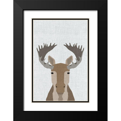 Moose Black Modern Wood Framed Art Print with Double Matting by Annie Bailey Art