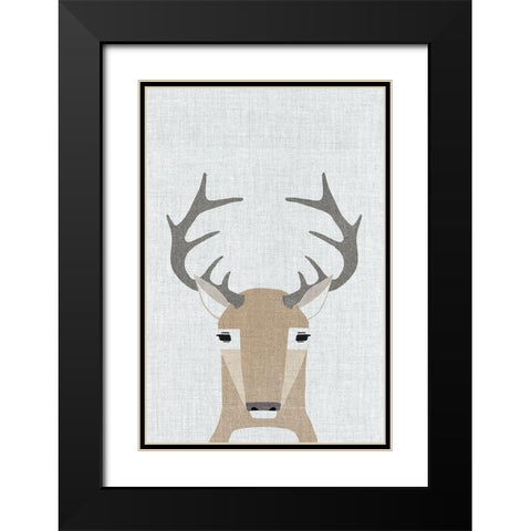 Whitetail Deer Black Modern Wood Framed Art Print with Double Matting by Annie Bailey Art