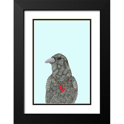 Broken Heart Black Modern Wood Framed Art Print with Double Matting by Annie Bailey Art