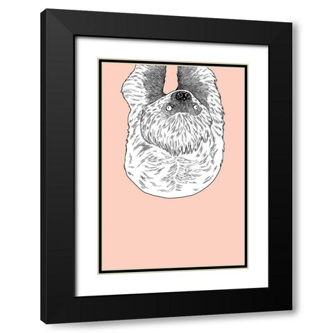 Sloth Black Modern Wood Framed Art Print with Double Matting by Annie Bailey Art