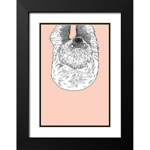 Sloth Black Modern Wood Framed Art Print with Double Matting by Annie Bailey Art
