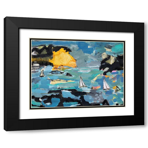 Rough Sea Black Modern Wood Framed Art Print with Double Matting by Anders, Per