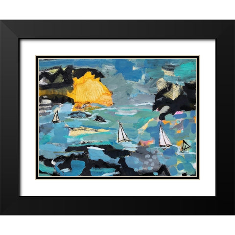 Rough Sea Black Modern Wood Framed Art Print with Double Matting by Anders, Per