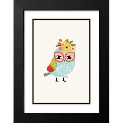 Helga Owl Black Modern Wood Framed Art Print with Double Matting by Annie Bailey Art