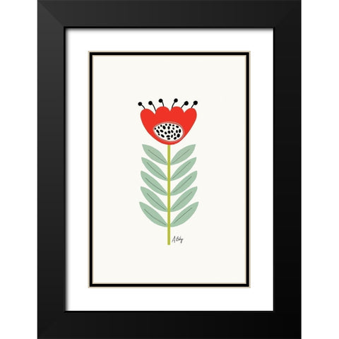 Mid Mod Flower No. 2 Black Modern Wood Framed Art Print with Double Matting by Annie Bailey Art
