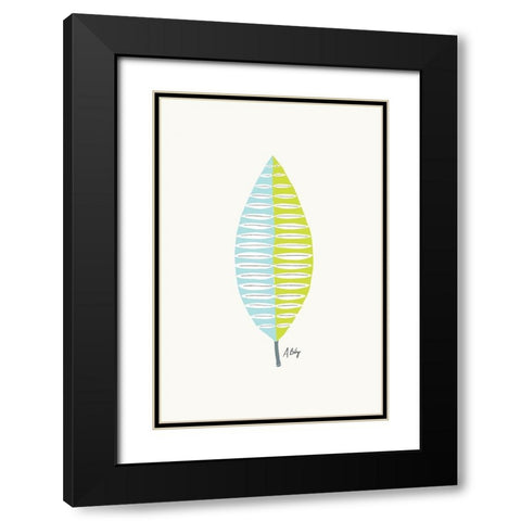Mid Mod Leaf No. 1 Black Modern Wood Framed Art Print with Double Matting by Annie Bailey Art
