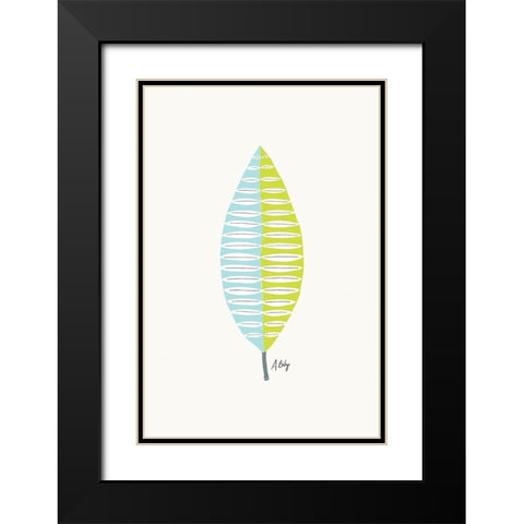 Mid Mod Leaf No. 1 Black Modern Wood Framed Art Print with Double Matting by Annie Bailey Art