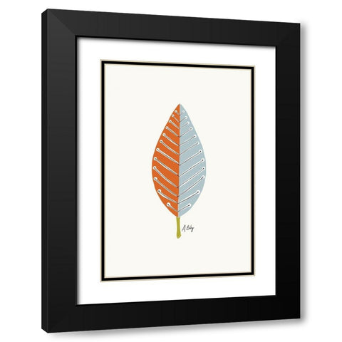 Mid Mod Leaf No. 2 Black Modern Wood Framed Art Print with Double Matting by Annie Bailey Art