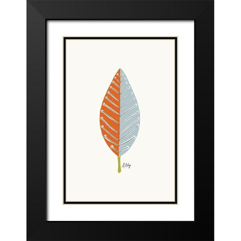 Mid Mod Leaf No. 2 Black Modern Wood Framed Art Print with Double Matting by Annie Bailey Art