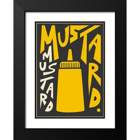 Kitchen Mustard Black Modern Wood Framed Art Print with Double Matting by Ayse