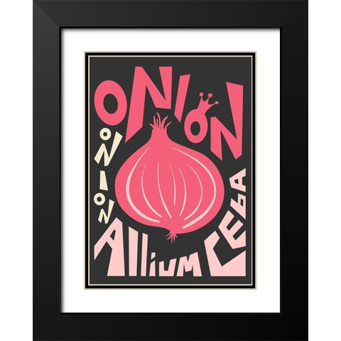 Kitchen Onion Black Modern Wood Framed Art Print with Double Matting by Ayse