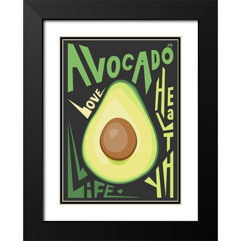 Kitchen Avocado Black Modern Wood Framed Art Print with Double Matting by Ayse