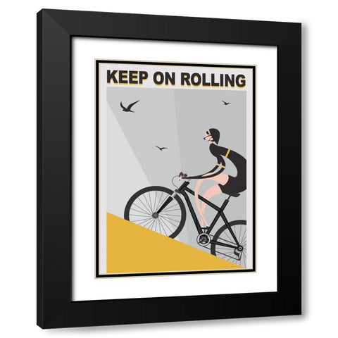 Keep On Rolling Black Modern Wood Framed Art Print with Double Matting by Ayse