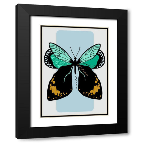 Butterfly Black Modern Wood Framed Art Print with Double Matting by Ayse