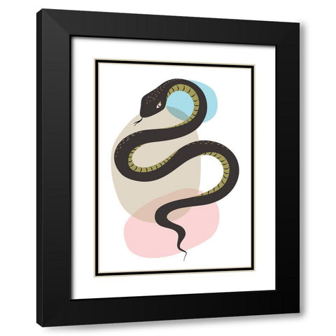 Snake Black Modern Wood Framed Art Print with Double Matting by Ayse