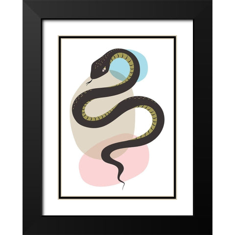 Snake Black Modern Wood Framed Art Print with Double Matting by Ayse