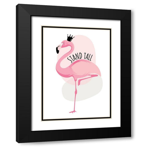 Flamingo Black Modern Wood Framed Art Print with Double Matting by Ayse