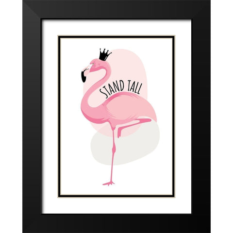 Flamingo Black Modern Wood Framed Art Print with Double Matting by Ayse