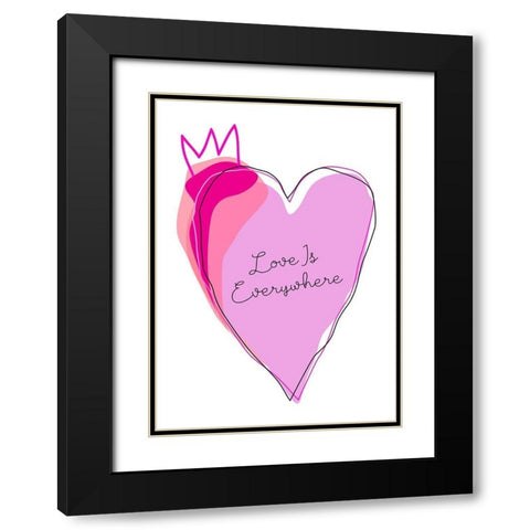 Love is Everywhere Black Modern Wood Framed Art Print with Double Matting by Ayse