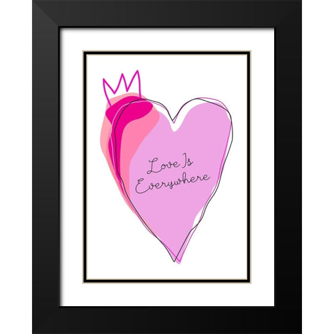 Love is Everywhere Black Modern Wood Framed Art Print with Double Matting by Ayse