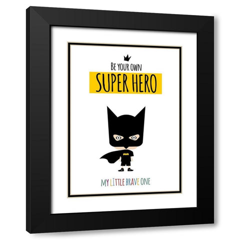 Superhero One Black Modern Wood Framed Art Print with Double Matting by Ayse