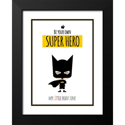 Superhero One Black Modern Wood Framed Art Print with Double Matting by Ayse