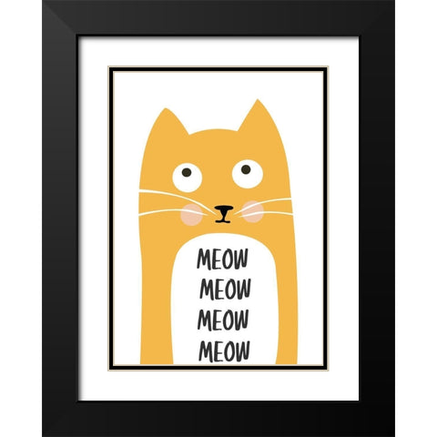 Meow Black Modern Wood Framed Art Print with Double Matting by Ayse