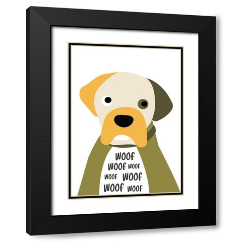 Woof Black Modern Wood Framed Art Print with Double Matting by Ayse