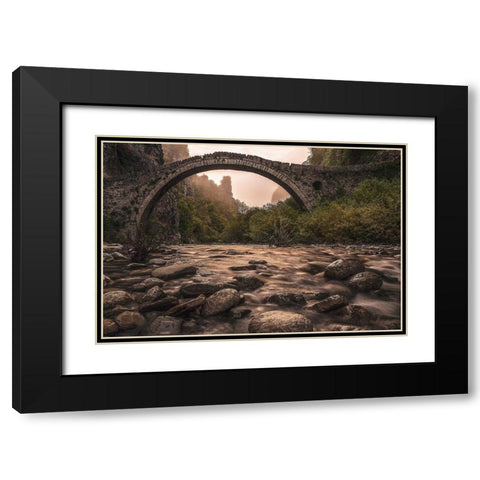 Back To Neverland Black Modern Wood Framed Art Print with Double Matting by Artemiadi, Dora
