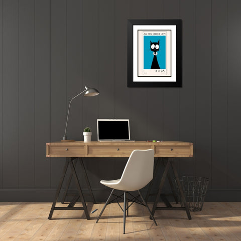 All You Need Is Love Black Modern Wood Framed Art Print with Double Matting by Ayse