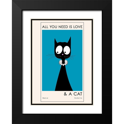 All You Need Is Love Black Modern Wood Framed Art Print with Double Matting by Ayse