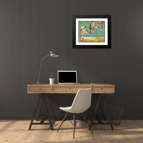 Giraffe and Calf Black Modern Wood Framed Art Print with Double Matting by Anderson, Traci