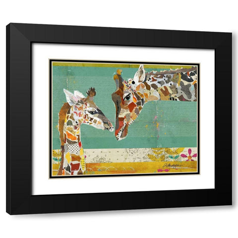 Giraffe and Calf Black Modern Wood Framed Art Print with Double Matting by Anderson, Traci