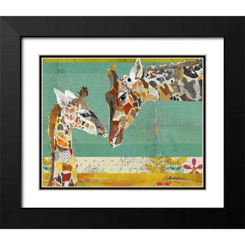 Giraffe and Calf Black Modern Wood Framed Art Print with Double Matting by Anderson, Traci