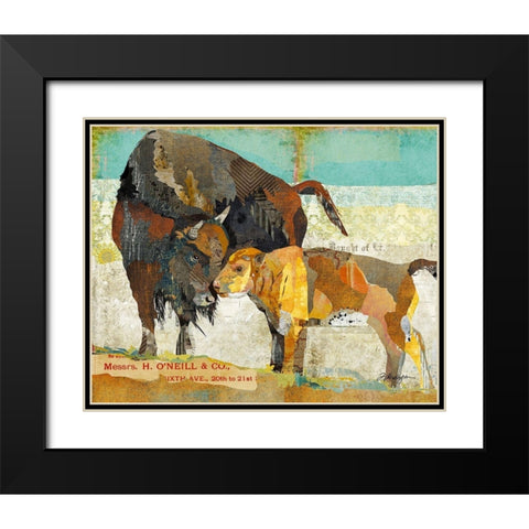 Bison and Baby Black Modern Wood Framed Art Print with Double Matting by Anderson, Traci