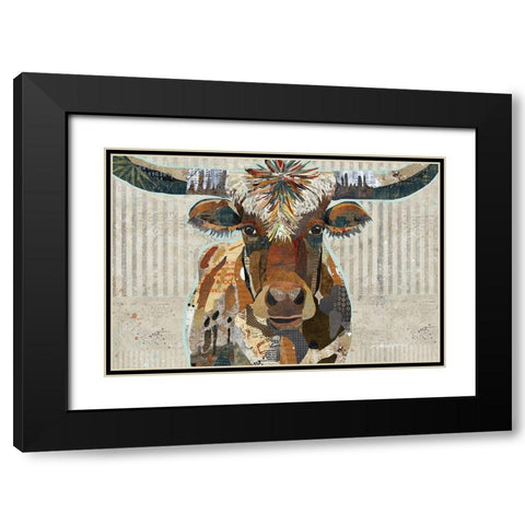 Longhorn Black Modern Wood Framed Art Print with Double Matting by Anderson, Traci