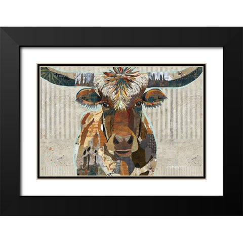 Longhorn Black Modern Wood Framed Art Print with Double Matting by Anderson, Traci