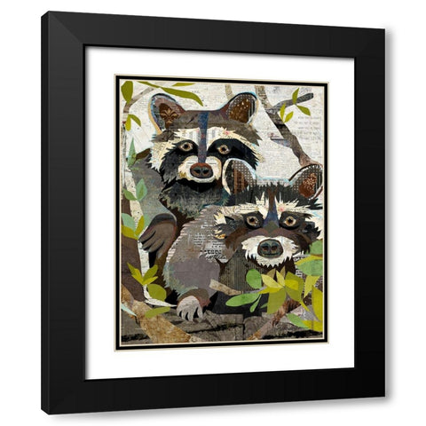 Raccoons Black Modern Wood Framed Art Print with Double Matting by Anderson, Traci