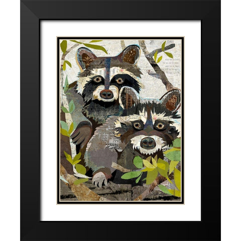 Raccoons Black Modern Wood Framed Art Print with Double Matting by Anderson, Traci