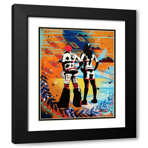 Burner Girls Black Modern Wood Framed Art Print with Double Matting by AbcArtAttack