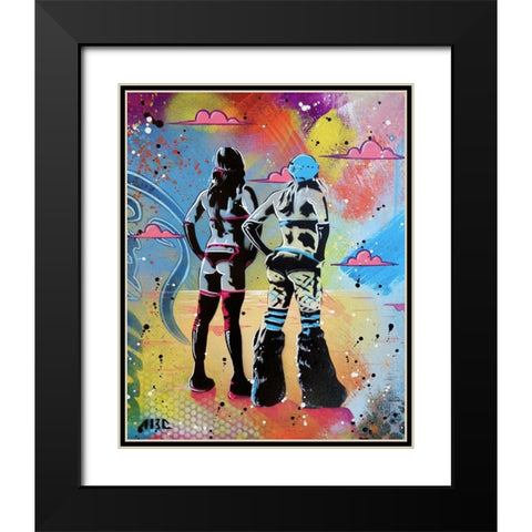 Burner Girls 2 Black Modern Wood Framed Art Print with Double Matting by AbcArtAttack