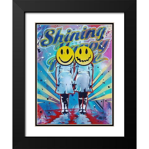 Shining Happy People Black Modern Wood Framed Art Print with Double Matting by AbcArtAttack