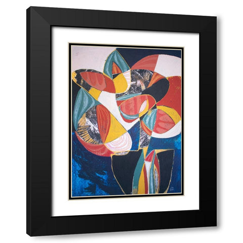 Floral Black Modern Wood Framed Art Print with Double Matting by Avila, Gabriela